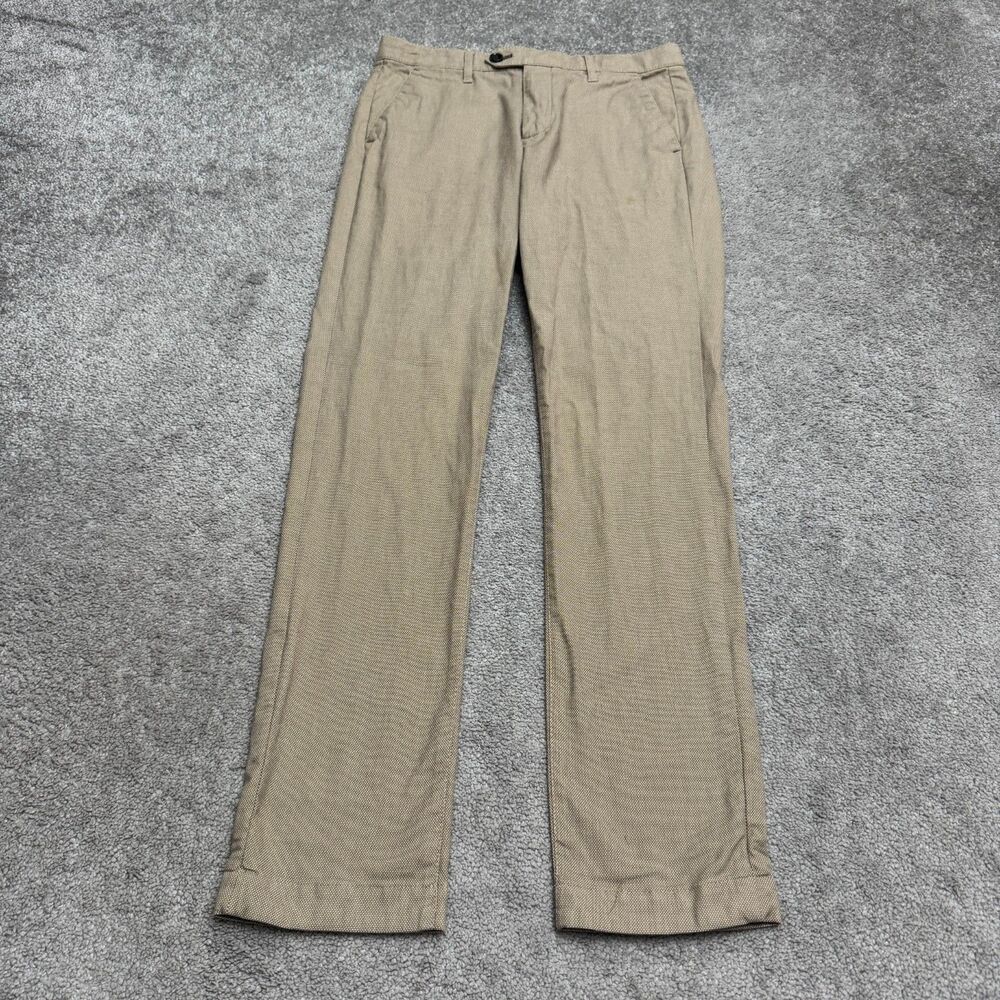 Ted Baker London Textured Cotton Stretch Chino Pants Mens 28R Brown Trousers